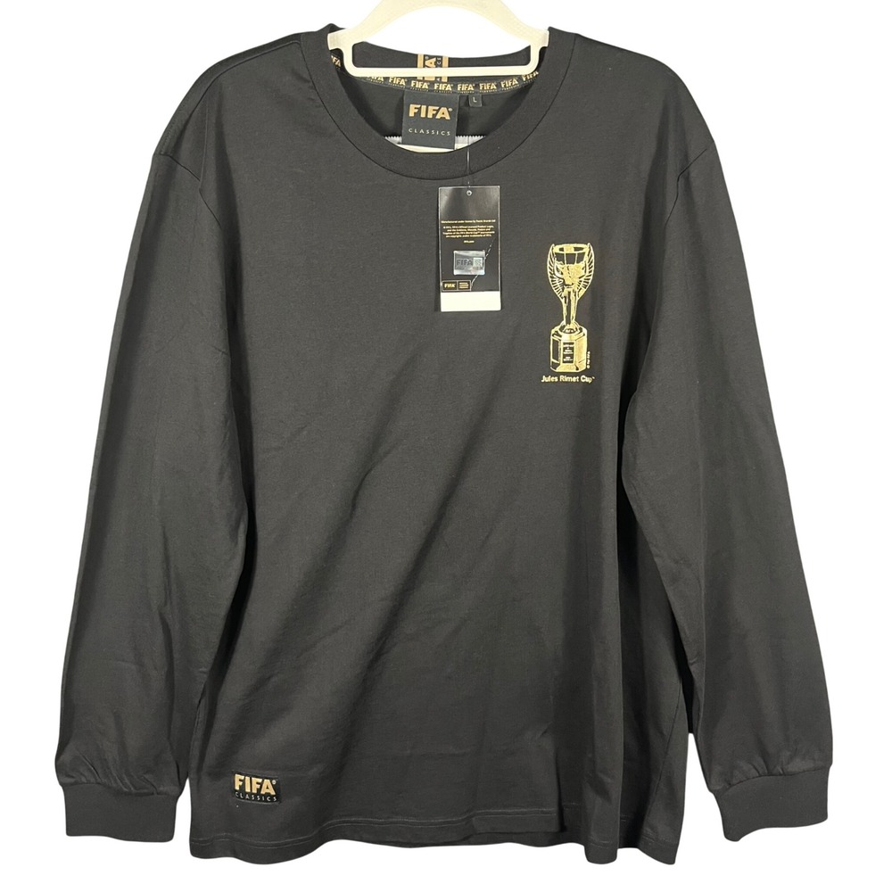 FIFA Long Sleeve T-Shirt Mens L Black Gold Jules Rimet Cup World Cup Soccer